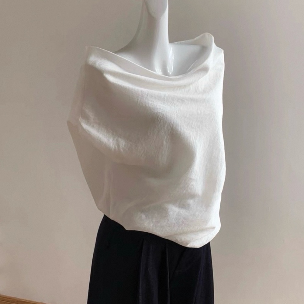 Women's Draped Boatneck Top - White